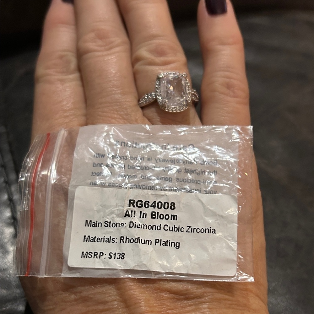 In Bloom Silver Diamond Cubic Zirconia Ring